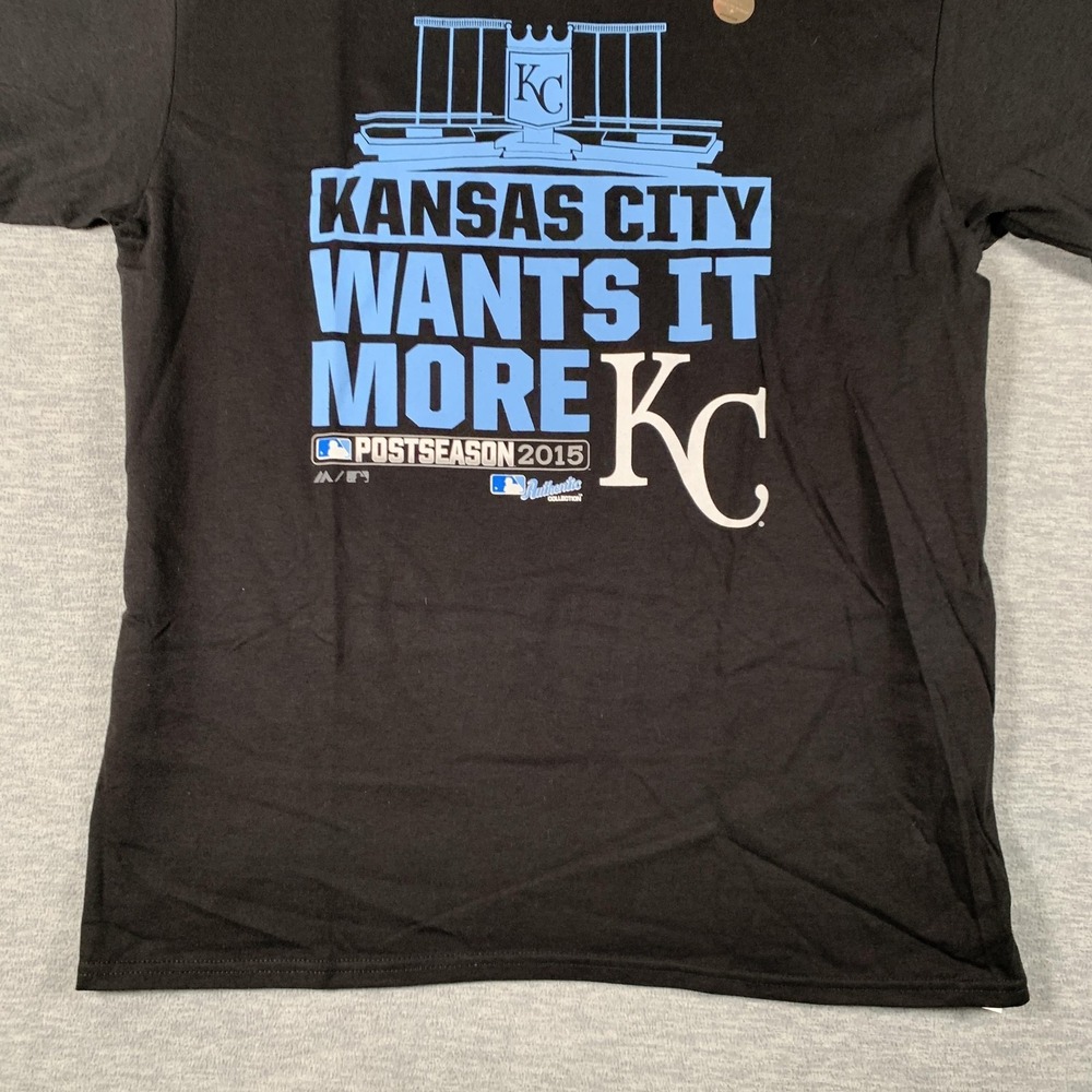 Kansas City Royals Shirt Mens Large Black MLB Baseball Majestic Postseason Tee - Picture 3 of 11